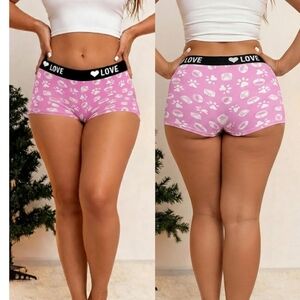 LOVE Women's Pink Paw Print Boyshorts